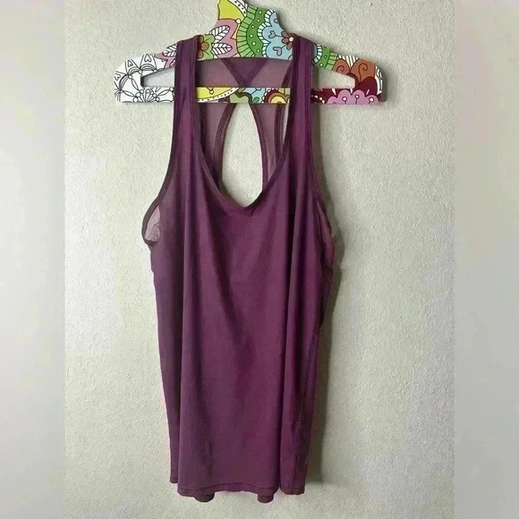 Lululemon Tranquil Mesh Tank Top Open Back Red Grape - Picture 3 of 5